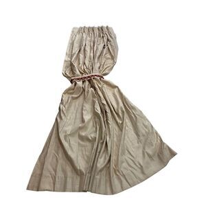 Vintage Silk Curtain Panel Pencil Pleat Handmade Beige 34” w x 86” l